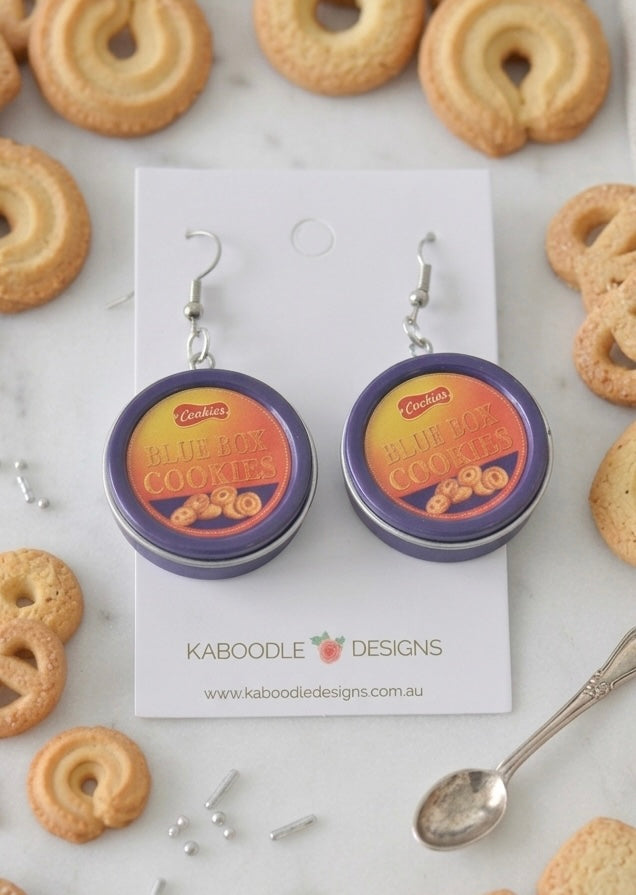 AA Novelty Dutch Butter Biscuit Cookies Tin Drop Dangle Earrings