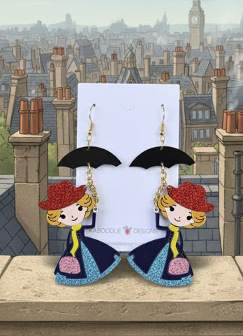 Acrylic Mary Poppins Drop Dangle Earrings