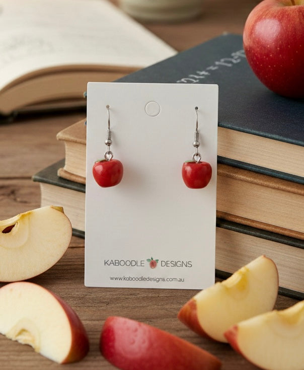 Red Apple Novelty Fun Drop Dangle Earrings