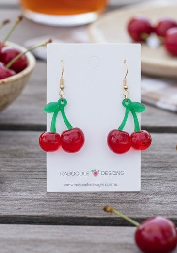 Cherry Novelty Fun Drop Dangle Earrings
