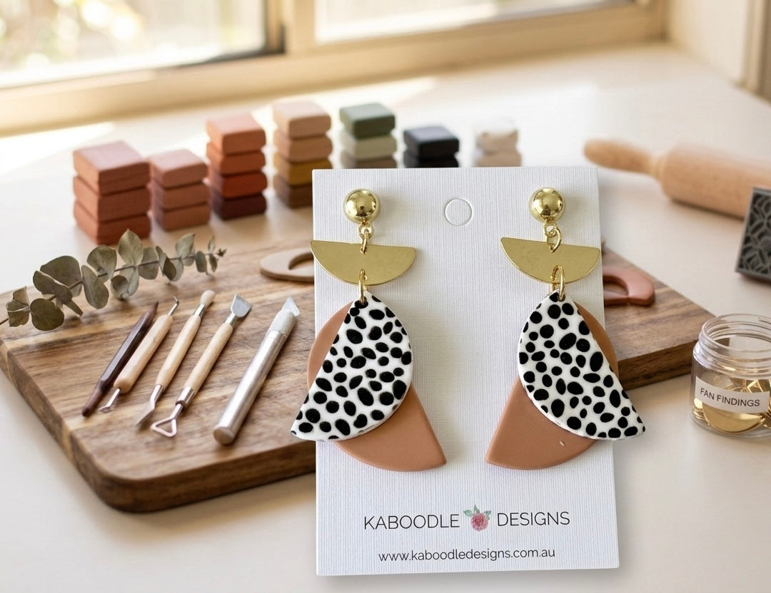 Clay Geometric Shapes and Patterns Drop Dangle Earrings