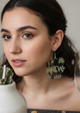 Acrylic Happy New Year Inspirational Drop Dangle Earrings