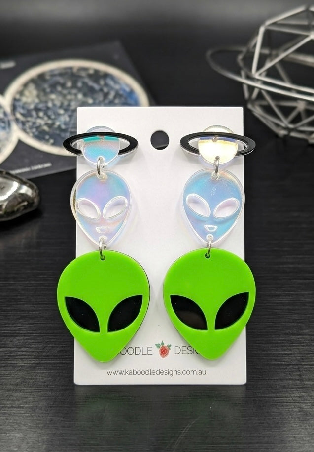 Acrylic Alien Invasion Saturn Drop Dangle Earrings