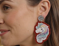 Unicorn Shaker Earrings - Teacher Acrylic Drop Dangles