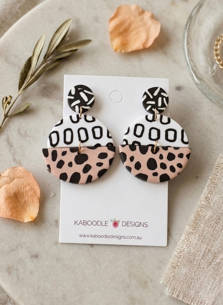 Clay Geometric Shapes and Patterns Drop Dangle Earrings