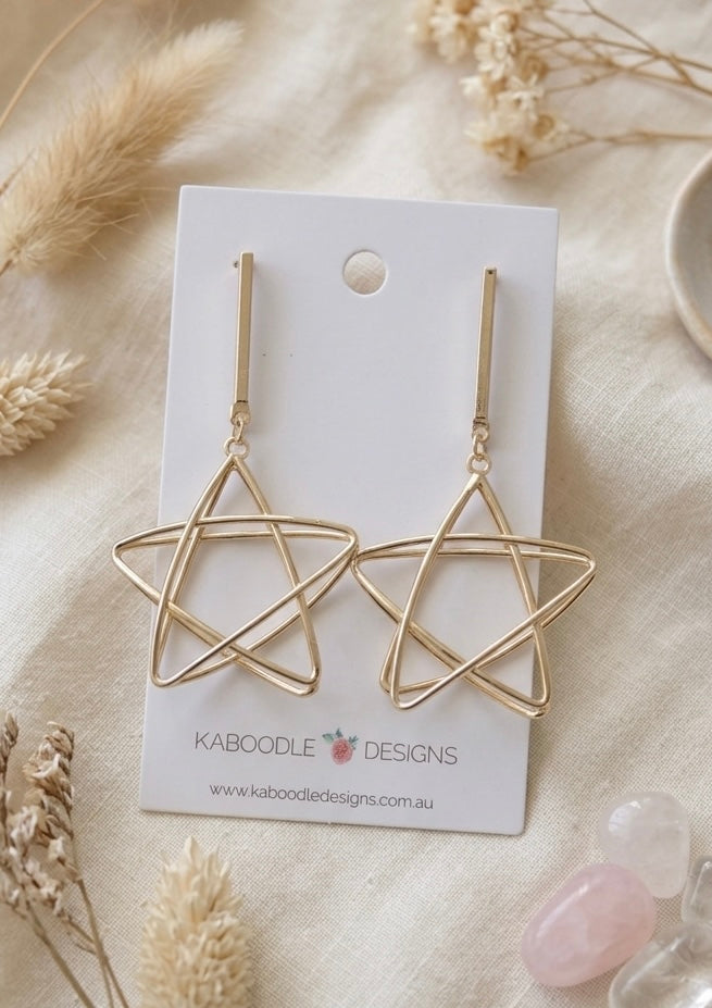 Novelty Cutout Star Dangle Drop Earrings - Gold