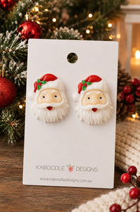 Santa Claus Earrings - Novelty Christmas Resin Studs