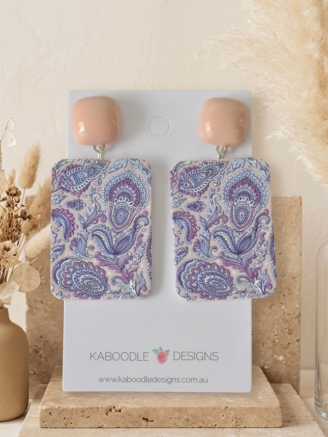 Paisley Earrings - Acrylic Swirls and Patterns Dangle Drops