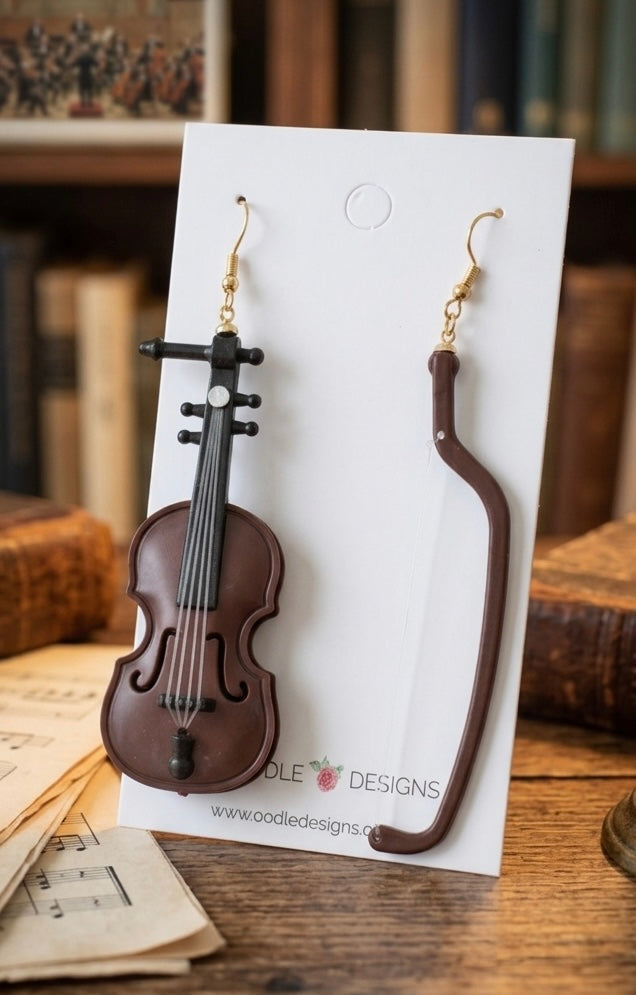Cello Bow Music String Chamber Orchestra Dangle Earrings
