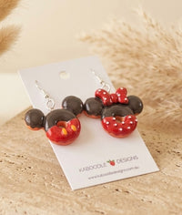 Micky and Minnie Pretzel Earrings - Chocolate Drop Design