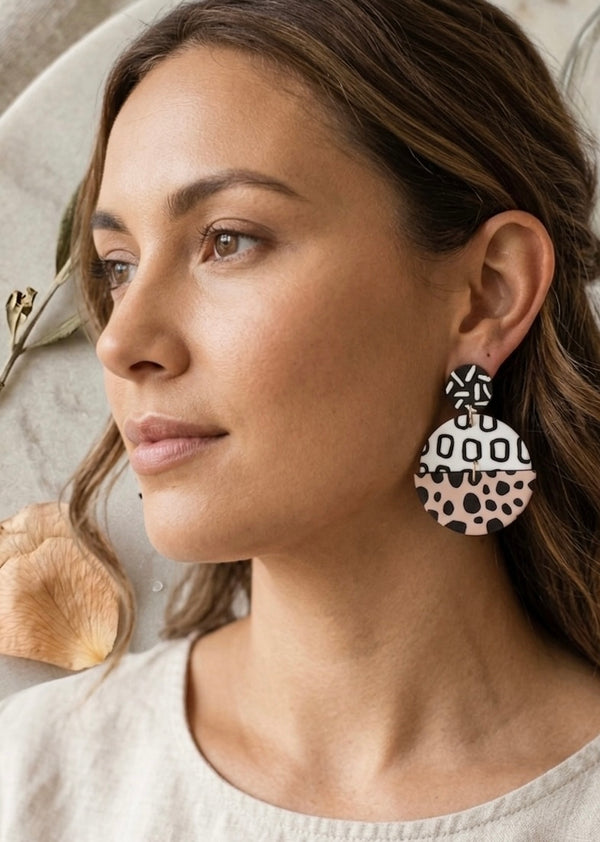 Clay Geometric Shapes and Patterns Drop Dangle Earrings