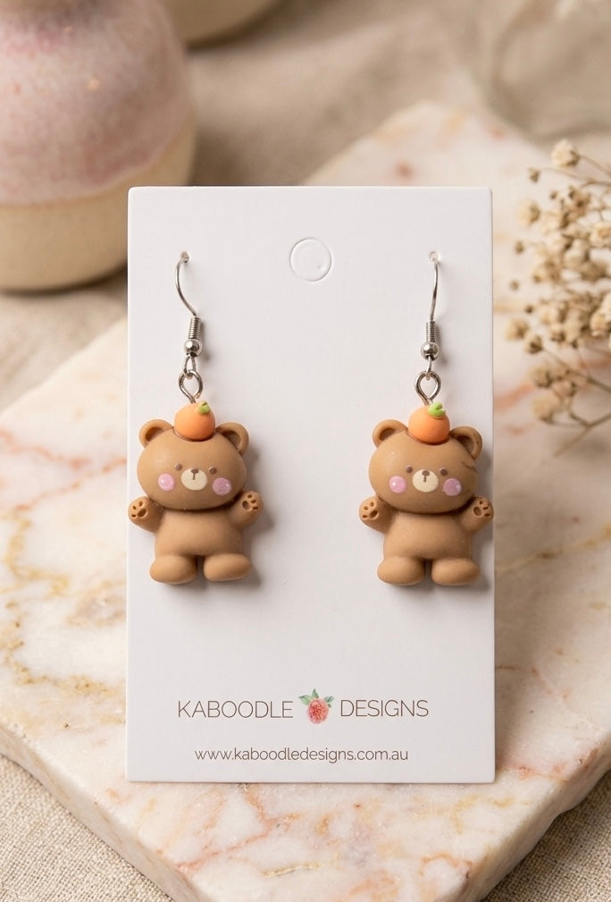 Bear Earrings - Drop Dangle