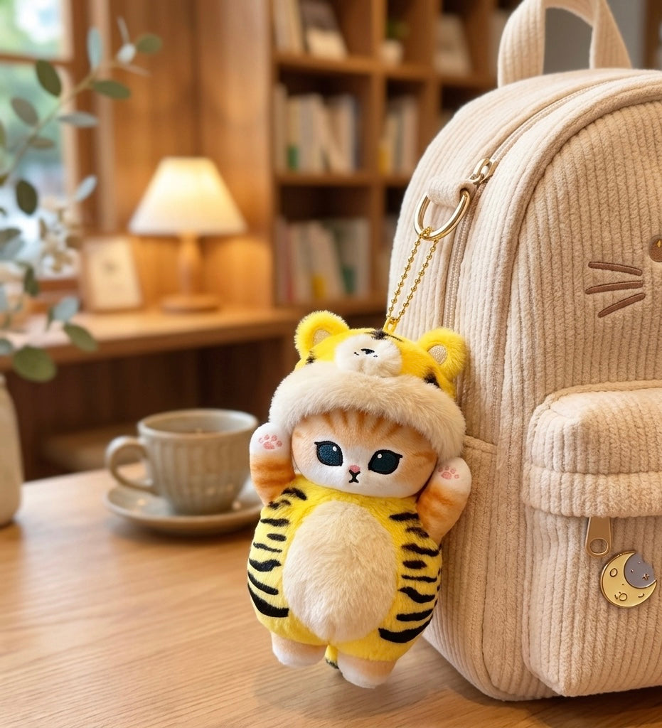 Mofusand Cat in Tiger Suit Plush Keychain Keyring