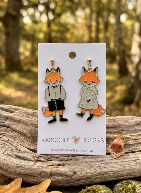 Fox Novelty Fun Drop Dangle Earrings