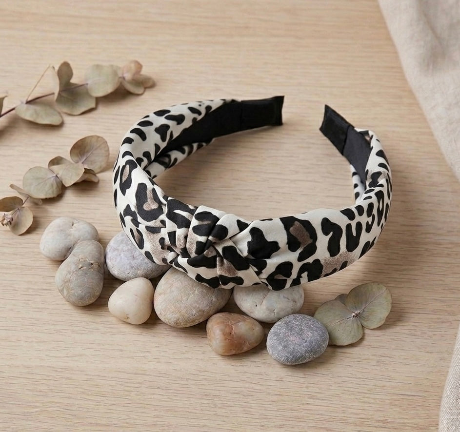 Fabric Knotted Headband - Leopard Print