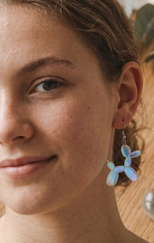 Balloon Dog Transparent Translucent Drop Dangle Earrings