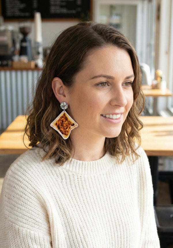 Vegemite Acrylic Perspex Aussie Toast Breakfast Bread Novelty Fun Drop Dangle Earrings
