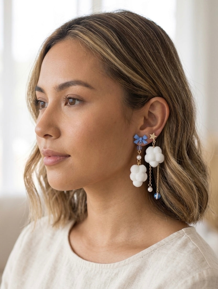Cloud Lightning 3D Novelty Dangle Drop Earrings