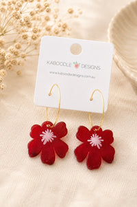 Poppy Earrings - Red Acrylic Flower Dangle Drops