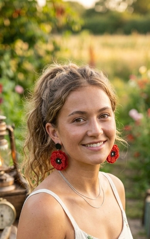 Acrylic Anzac Day Poppies Poppy Flower Drop Dangle Earrings