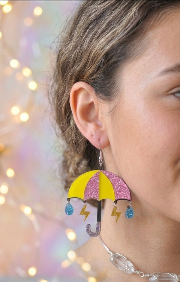 Umbrella Raindrop Lightning Bolt Dangle Earrings