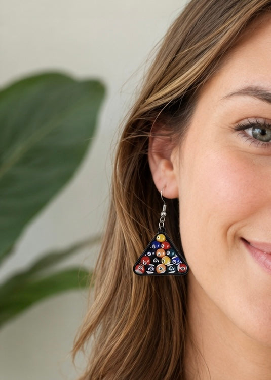 Snooker Ball Earrings - Billiard Drop Dangles