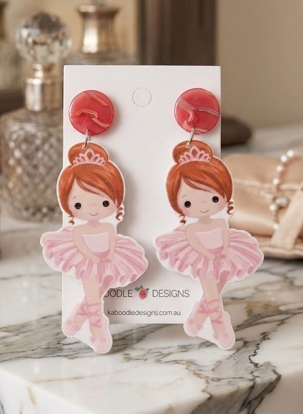 Acrylic Ballerina Ballet Dancer Drop Earrings