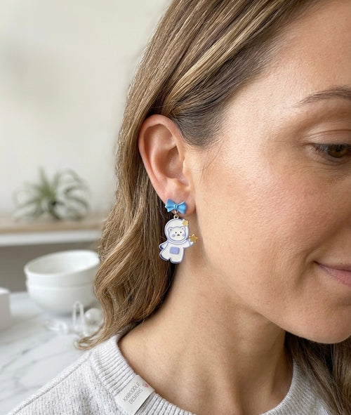 Astronaut Saturn Universe Galaxy Planet Stars Drop Earrings