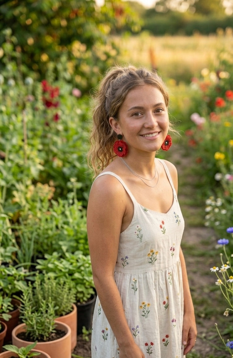 Acrylic Anzac Day Poppies Poppy Flower Drop Dangle Earrings