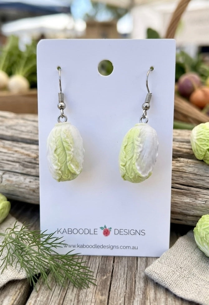 Cabbage Wombok Novelty Vegetable Stud Earrings