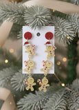 Acrylic Christmas Gingerbread Man and Woman with Santa Hat Cookie Candy Cane Drop Dangle Earrings