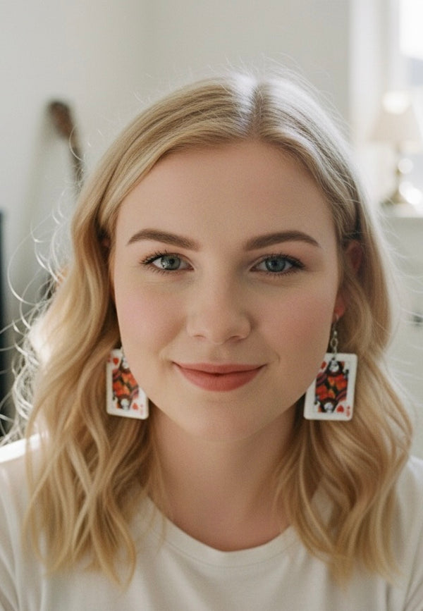Joker and The Queen Playing Cards Novelty Dangle Drop Earrings