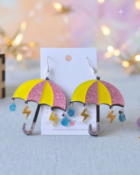 Umbrella Raindrop Lightning Bolt Dangle Earrings