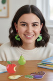 Acrylic Caterpillar Glitter Drop Dangle Earrings