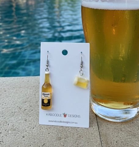 Beer Bottle Alcohol Novelty Fun Drop Dangle Earrings