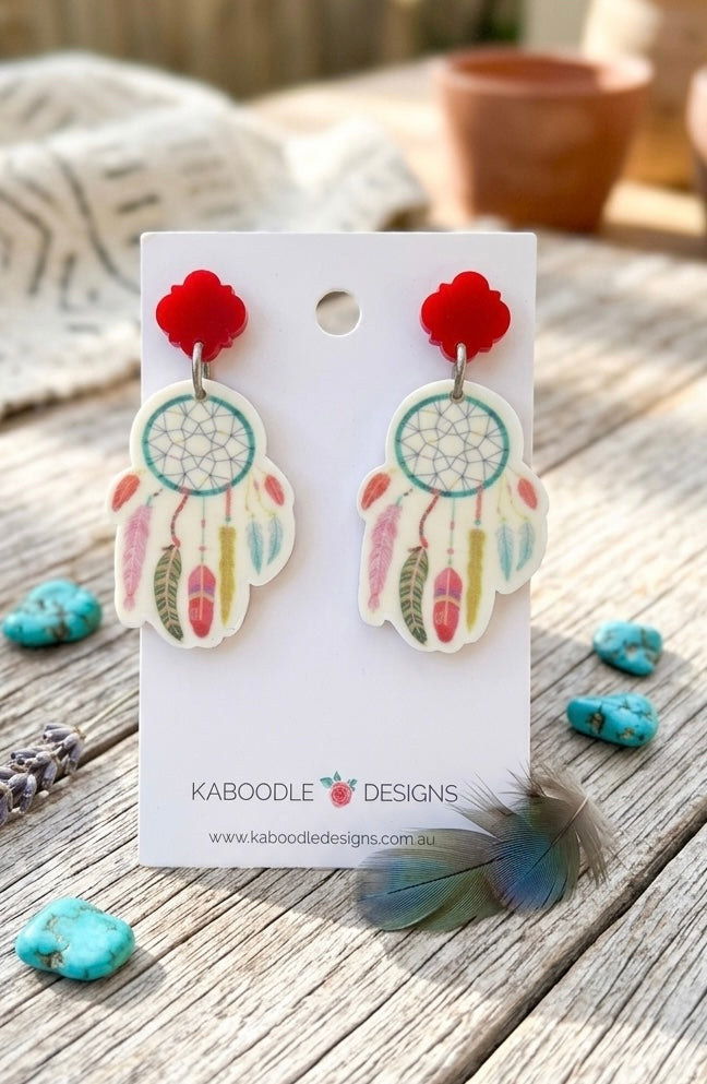 Acrylic Resin Dreamcatcher Dream Catcher Drop Dangle Earrings