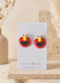 Sesame Street Elmo Earrings - Acrylic TV Show Retro Cartoon Earrings