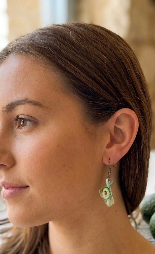 Avocado Tea shake Drink Dangle Drop Earrings
