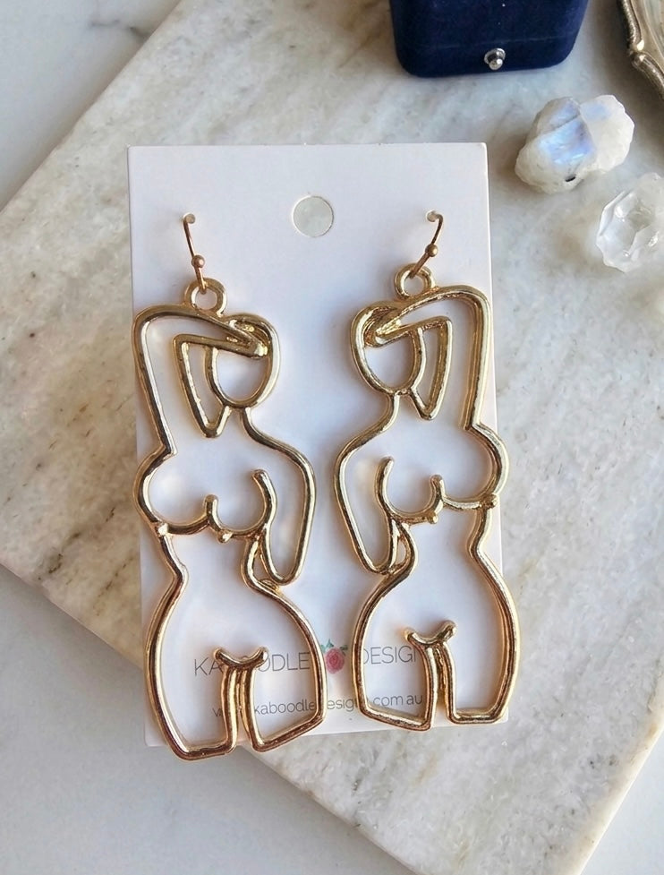 Female Body Figure Woman Lady Novelty Fun Drop Dangle Earrings