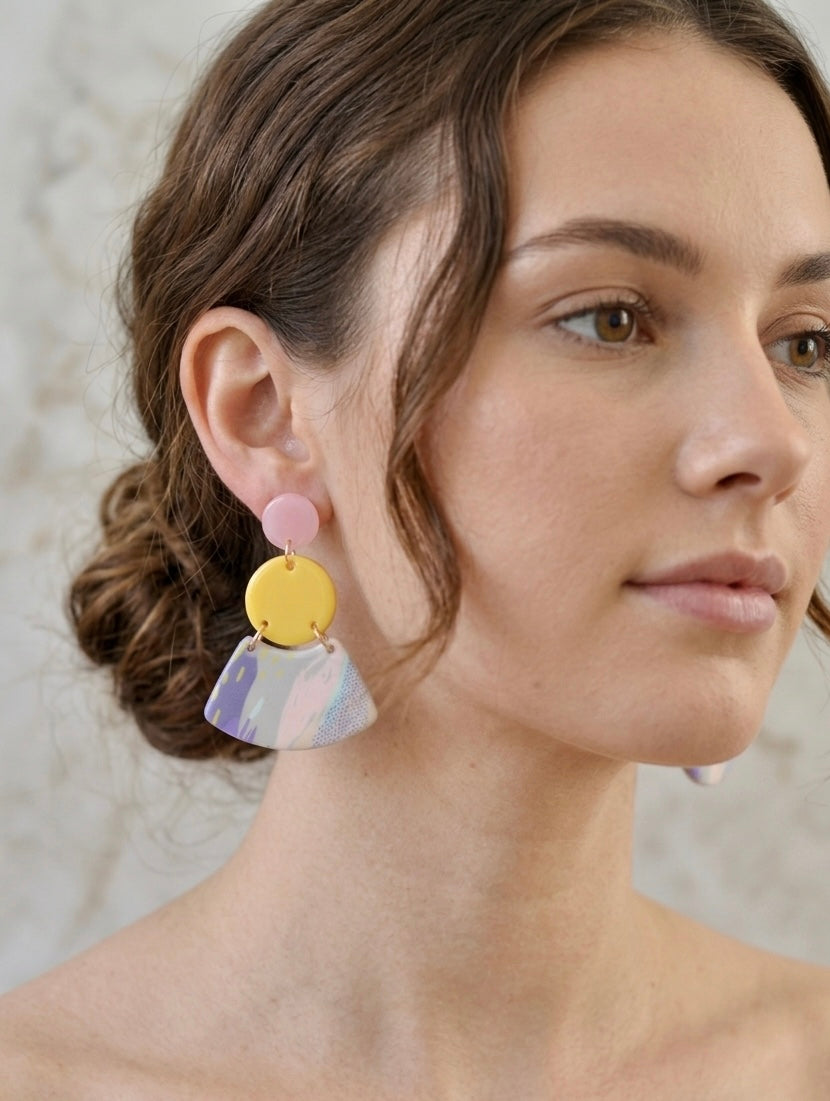 Acrylic Geometric Shapes Drop Dangle Earrings