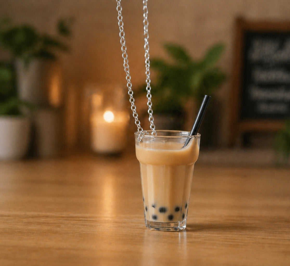 Boba Pearl Bubble Milk Tea Resin Necklace