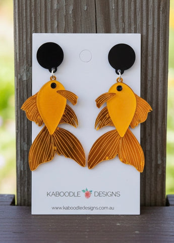 Acrylic Koi Fish Goldfish Gold Fish Drop Dangle Earrings