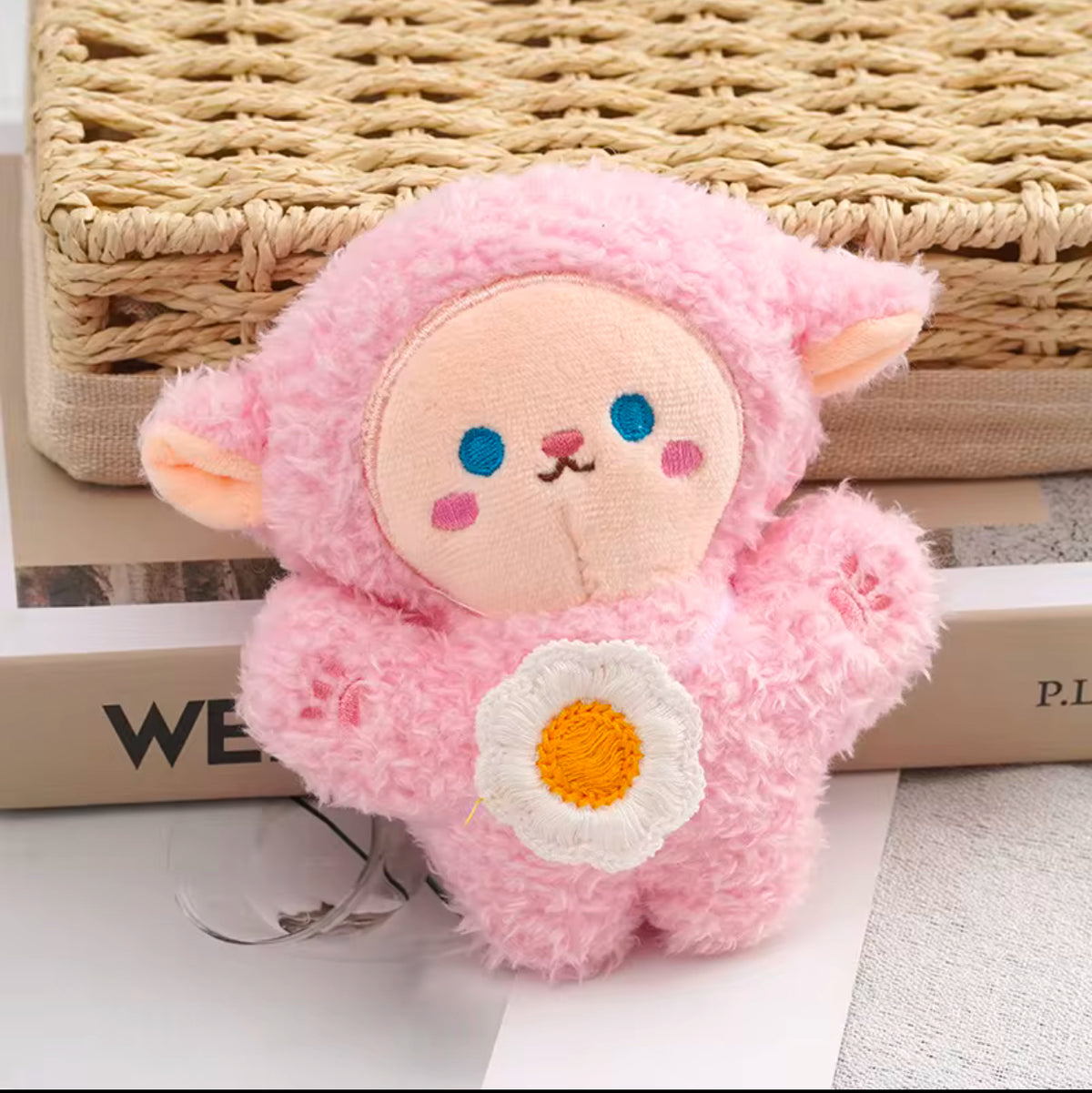 Sheep Plush Handbag Keychain Keyring - Pink