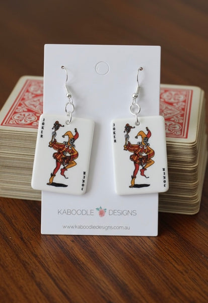 Acrylic Playing Cards Joker Novelty Dangle Drop Earrings