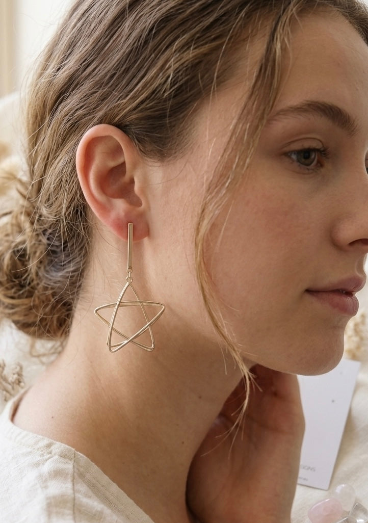 Novelty Cutout Star Dangle Drop Earrings - Gold