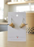 Bubble Tea Pearl Milk Tea Boba Novelty Fun Drop Dangle Earrings