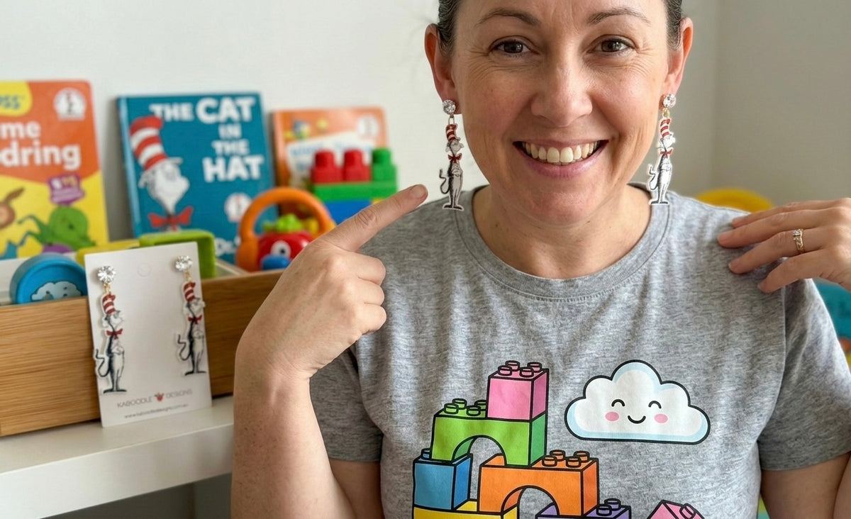 Acrylic Dr Seuss Teachers Children's Book Drop Dangle Earrings