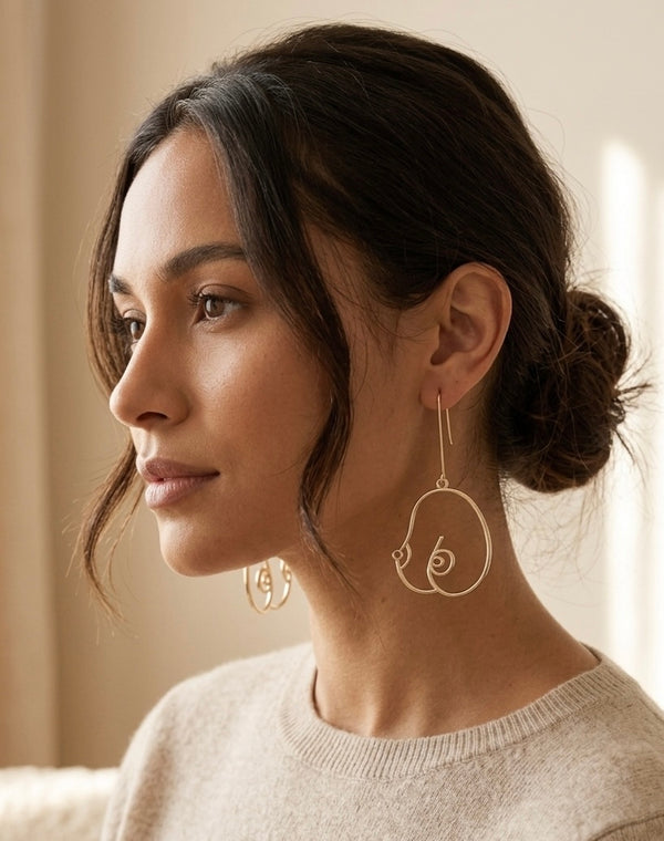 Cutout Breast Novelty Fun Drop  Stud Earrings