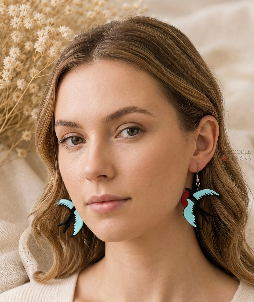 Swallow Bird Dangle Drop Earrings