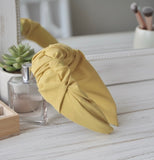 Fabric Ruffled Ruffle Statement Headband - Mustard Yellow